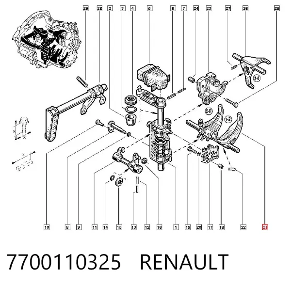 Horquilla de embrague 7700110325 Renault (RVI)