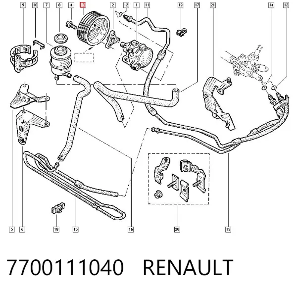 Polea de la bomba de dirección asistida 7700111040 Renault (RVI)