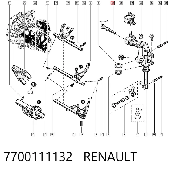 Varilla selectora de la transmisión 7700111132 Renault (RVI)