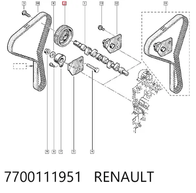 Piñón del árbol de levas RENAULT 7700111951