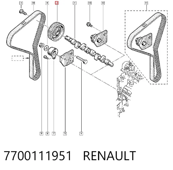 Piñón del árbol de levas 7700111951 Renault (RVI)