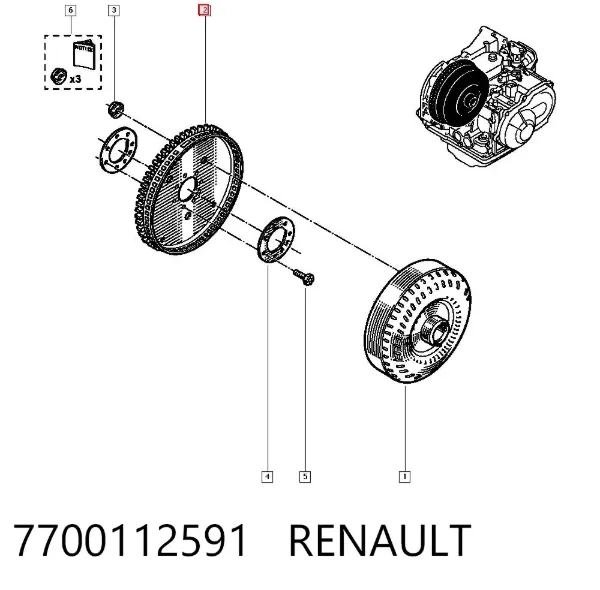 Volante motor 7700112591 Renault (RVI)