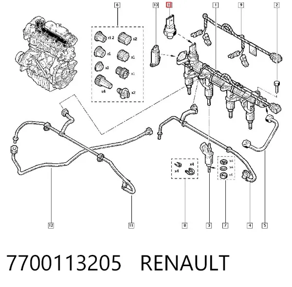 Sensor de presión de combustible 7700113205 Renault (RVI)