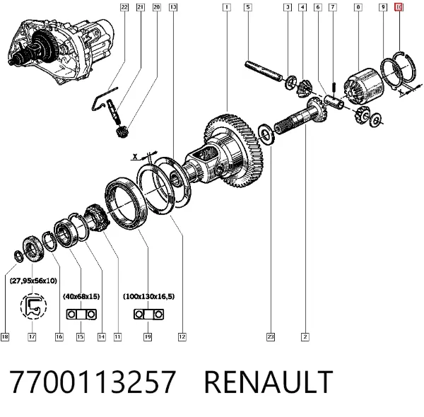 Anillo de retén del sincronizador 7700113257 Renault (RVI)