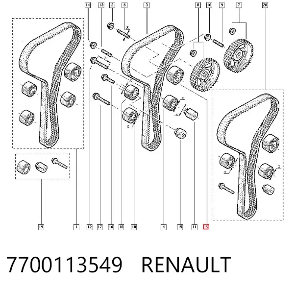 Tensor correa distribución 7700113549 Renault (RVI)