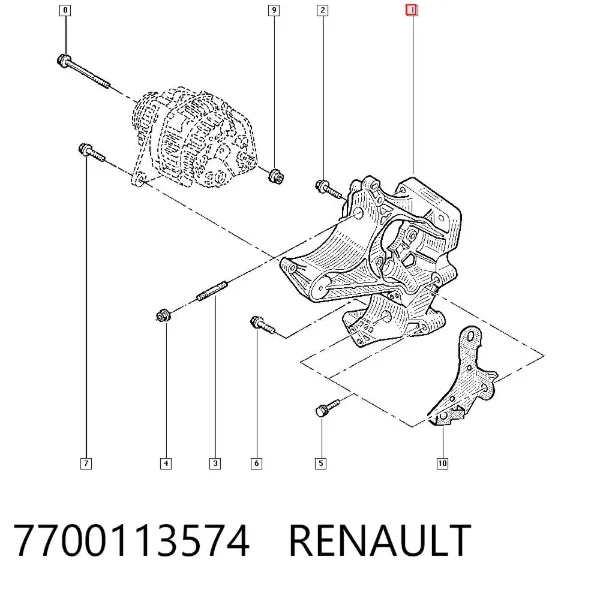 Soporte del alternador 7700113574 Renault (RVI)