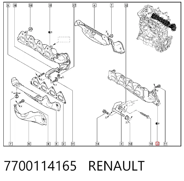Colector de escape 7700114165 Renault (RVI)