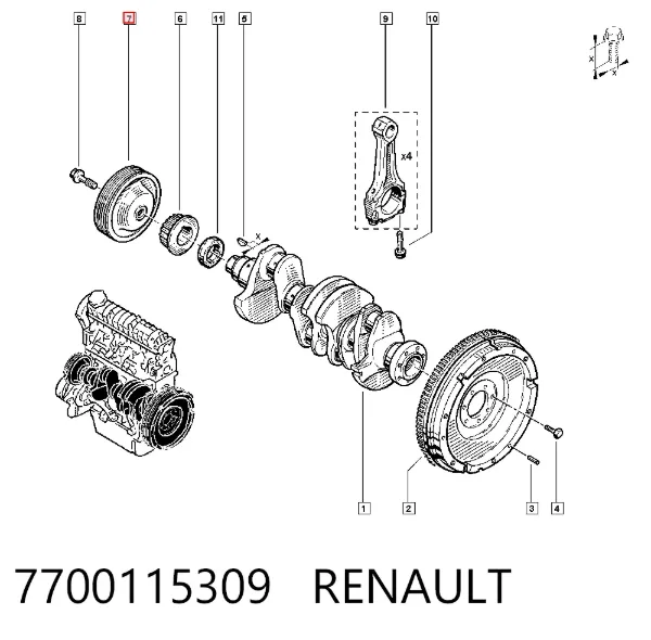 Polea de cigüeñal 7700115309 Renault (RVI)