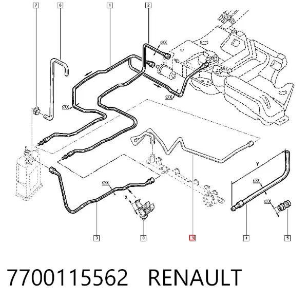 Tubería de combustible, del filtro a la rampa de inyectores 7700115562 Renault (RVI)