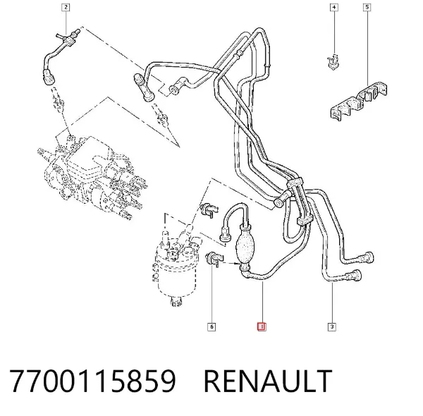 Tubo de combustible, del depósito al filtro de combustible 7700115859 Renault (RVI)