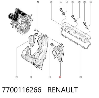 Cubierta central de la correa de distribución RENAULT 7700116266