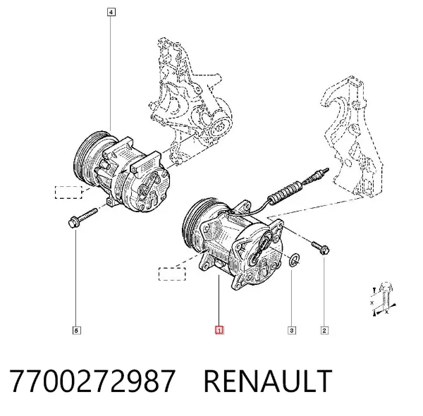 Compresor de aire acondicionado 7700272987 Renault (RVI)