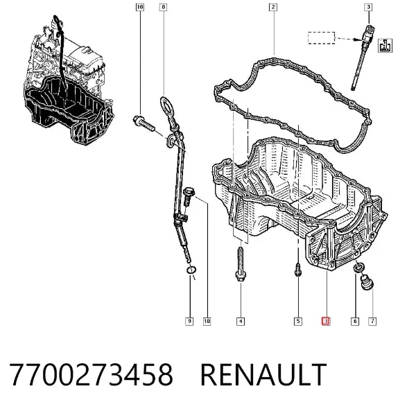 Cárter de aceite del motor 7700273458 Renault (RVI)