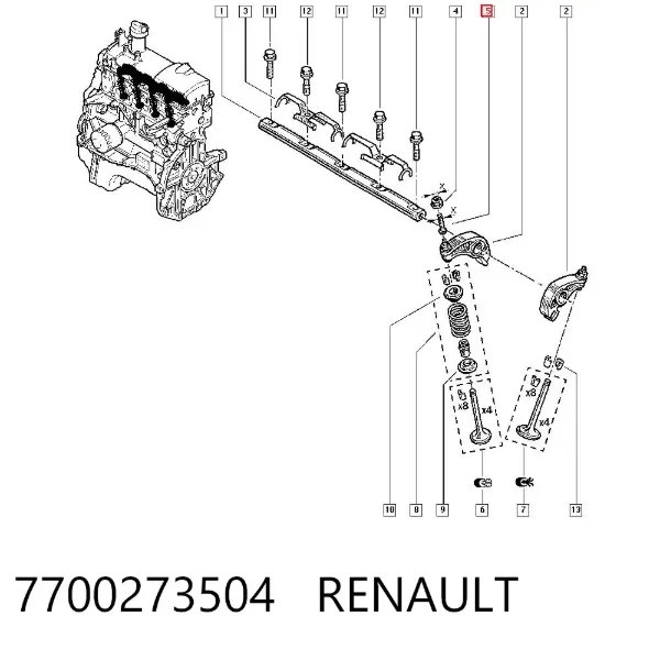 Tornillo del balancín de válvula 7700273504 Renault (RVI)