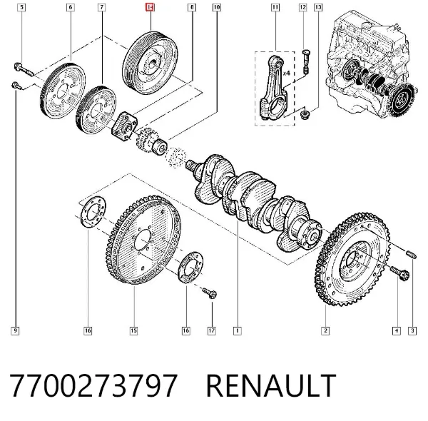 Polea de cigüeñal 7700273797 Renault (RVI)