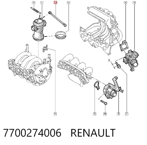 Varilla de mariposa del colector de admisión 7700274006 Renault (RVI)