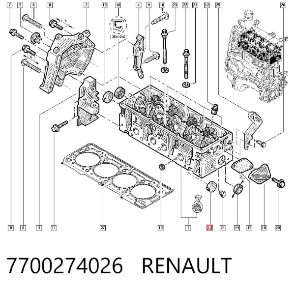 Tapa culata 7700274026 Renault (RVI)