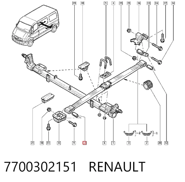 Silentblock delantero de ballesta trasera 7700302151 Renault (RVI)