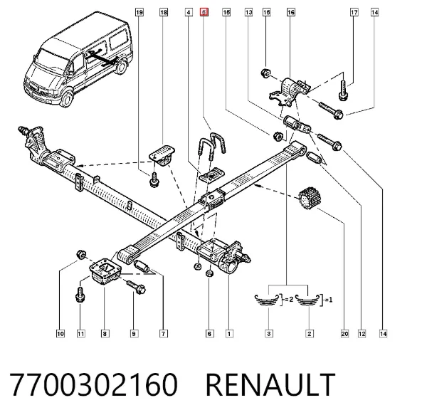 Abrazadera de ballesta 7700302160 Renault (RVI)