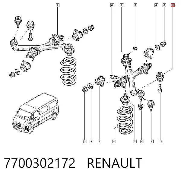 Tope del brazo de suspensión delantero superior 7700302172 Renault (RVI)
