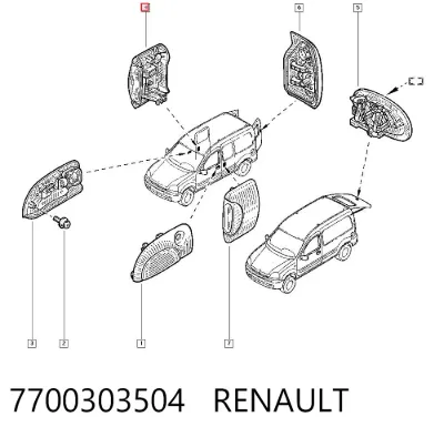 Manija exterior derecha de puerta corrediza RENAULT 7700303504