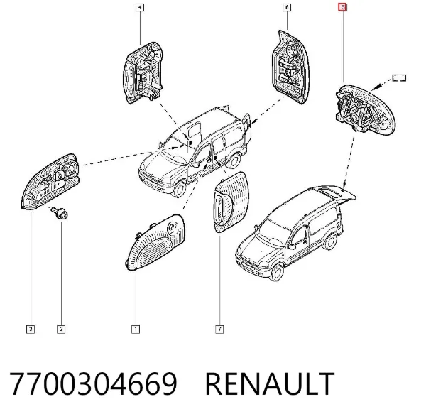 Manija exterior derecha de puerta trasera batiente 7700304669 Renault (RVI)