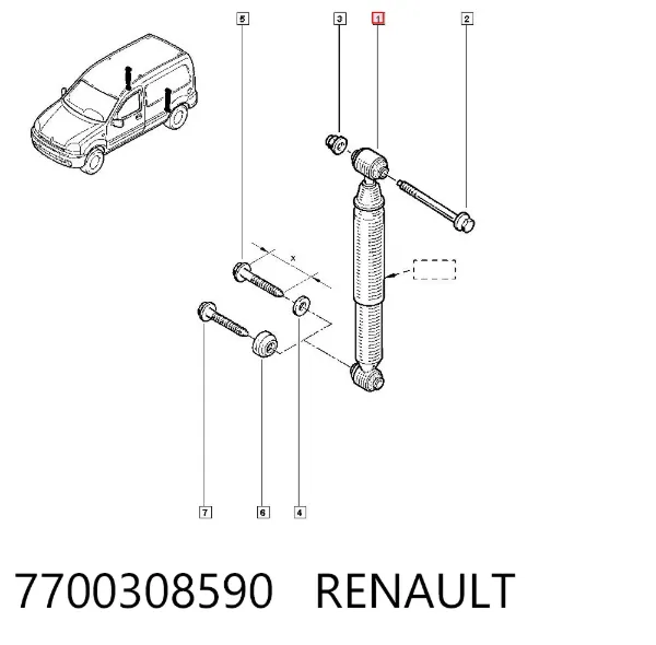 Amortiguador trasero 7700308590 Renault (RVI)