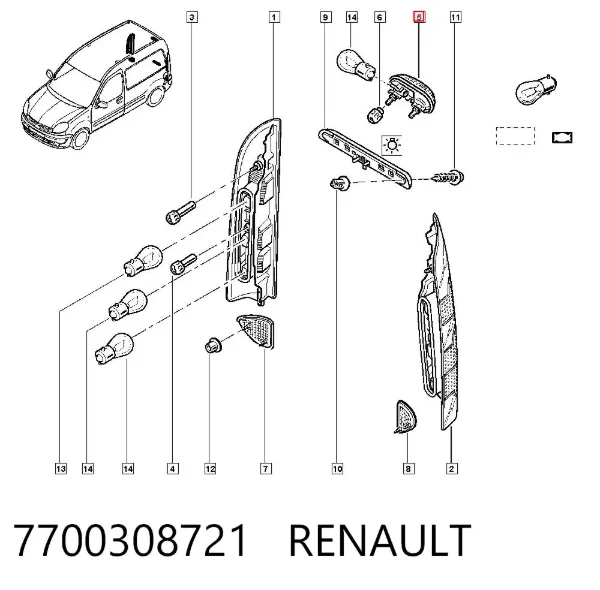 Tercera luz de freno 7700308721 Renault (RVI)
