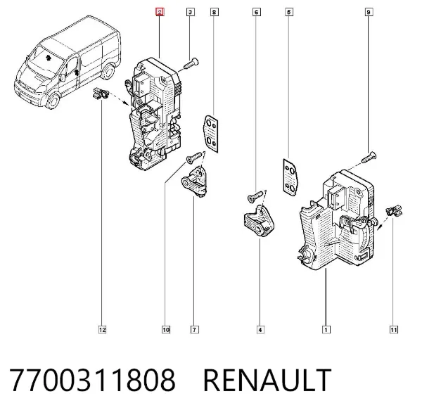 Cerradura de puerta delantera derecha 7700311808 Renault (RVI)