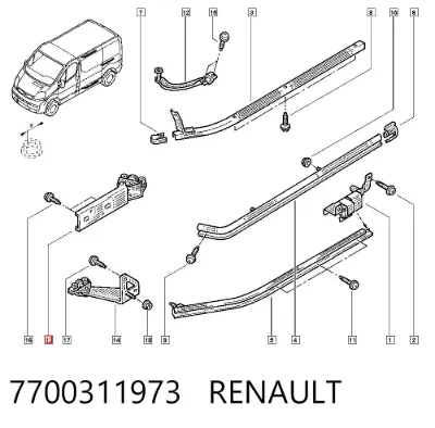 Rodillo central izquierdo de puerta corrediza RENAULT 7700311973