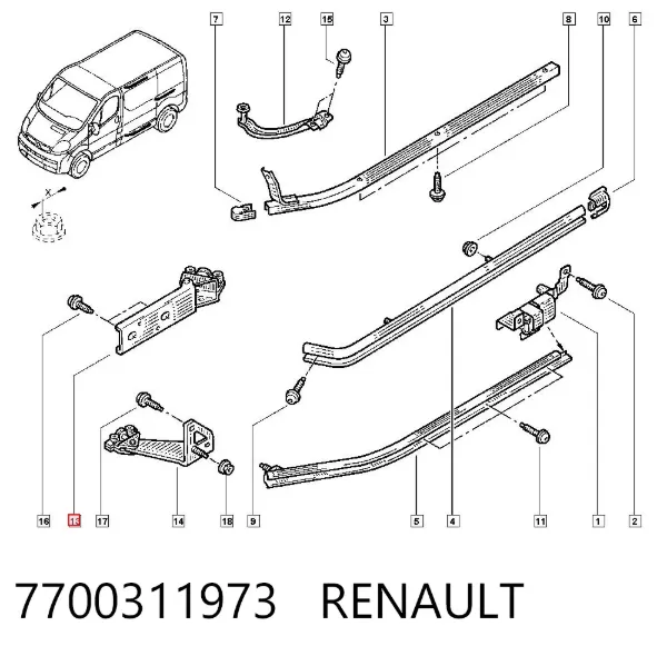 Rodillo central izquierdo de puerta corrediza 7700311973 Renault (RVI)