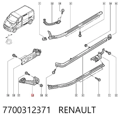 Rodillo inferior izquierdo de puerta lateral corrediza RENAULT 7700312371