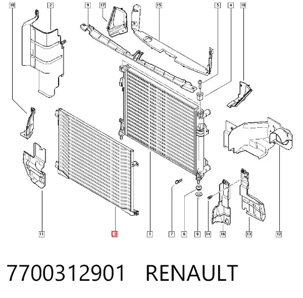 Condensador aire acondicionado 7700312901 Renault (RVI)
