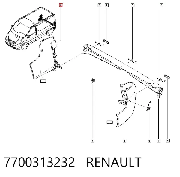Parachoques trasero, parte derecha 7700313232 Renault (RVI)