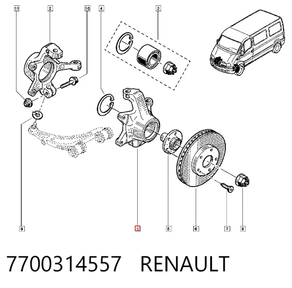 Mangueta delantera izquierda 7700314557 Renault (RVI)