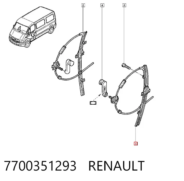 Mecanismo de elevalunas delantero izquierdo 7700351293 Renault (RVI)