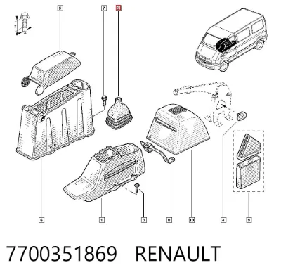 Funda de la palanca de cambios RENAULT 7700351869