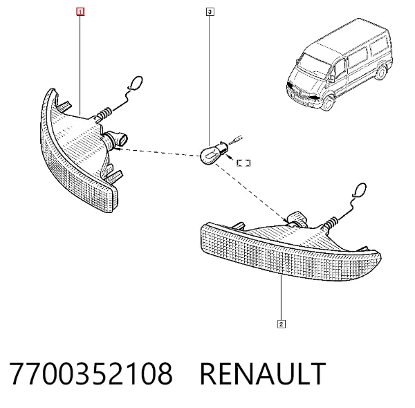 Piloto intermitente derecho 7700352108 Renault (RVI)