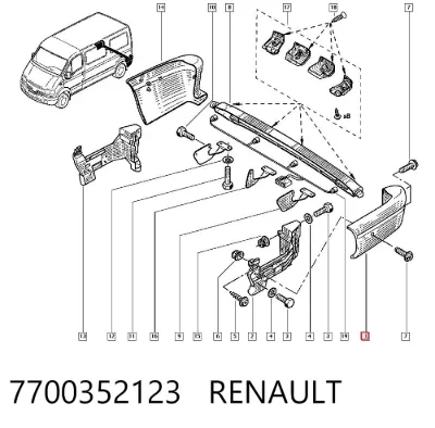 Parachoques trasero, parte izquierda RENAULT 7700352123
