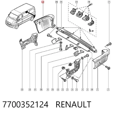 Parachoques trasero, parte derecha RENAULT 7700352124