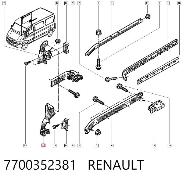 Rodillo inferior derecho de puerta corrediza 7700352381 Renault (RVI)