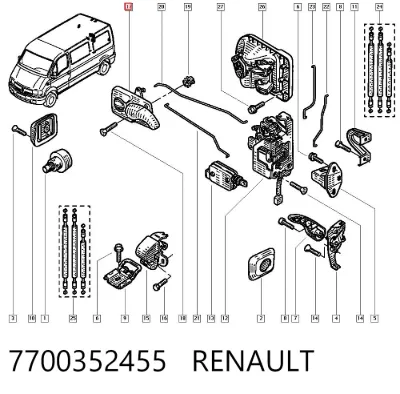 Manija interior derecha de puerta corrediza RENAULT 7700352455