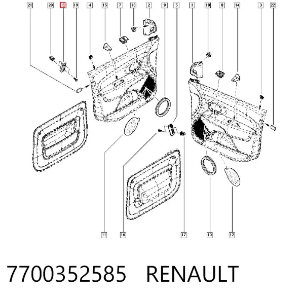 Manija interior de puerta corrediza 7700352585 Renault (RVI)