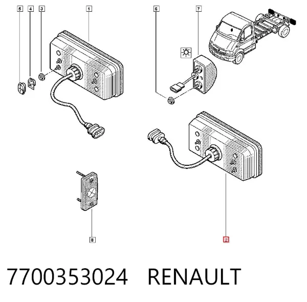 Piloto trasero izquierdo 7700353024 Renault (RVI)