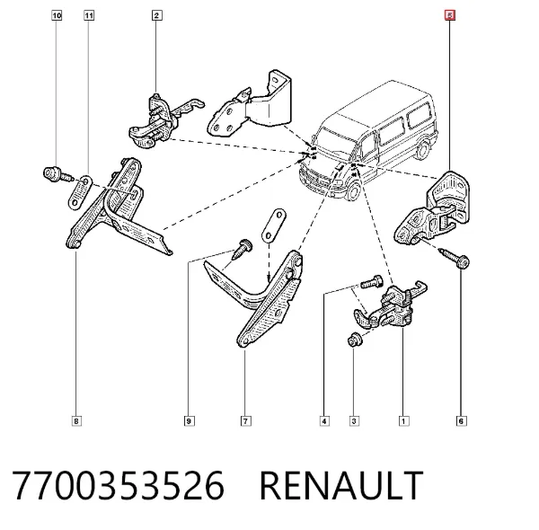 Bisagra de puerta delantera 7700353526 Renault (RVI)
