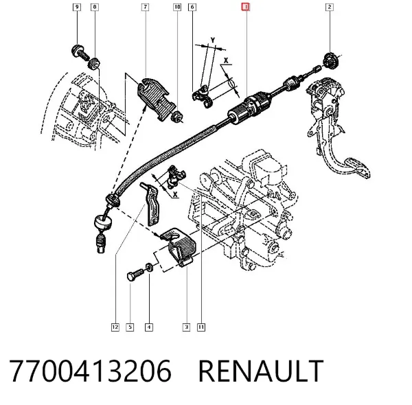 Cable de embrague 7700413206 Renault (RVI)