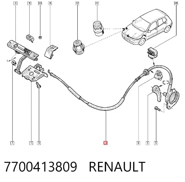 Cable de capó del motor Renault Clio SYMBOL