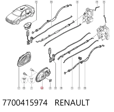 Manija interior izquierda delantera/trasera de puerta RENAULT 7700415974