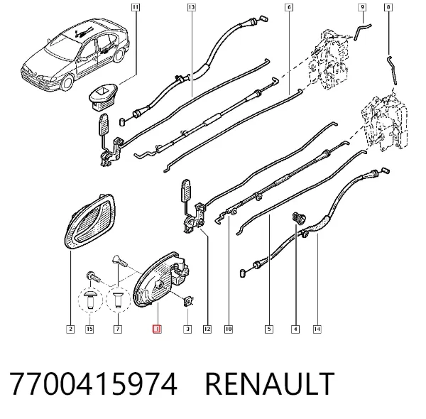 Manija interior izquierda delantera/trasera de puerta 7700415974 Renault (RVI)
