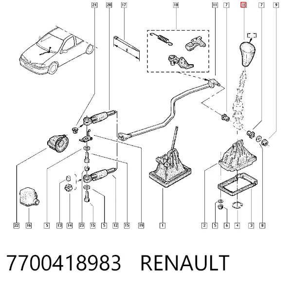 Pomo de palanca de cambios 7700418983 Renault (RVI)
